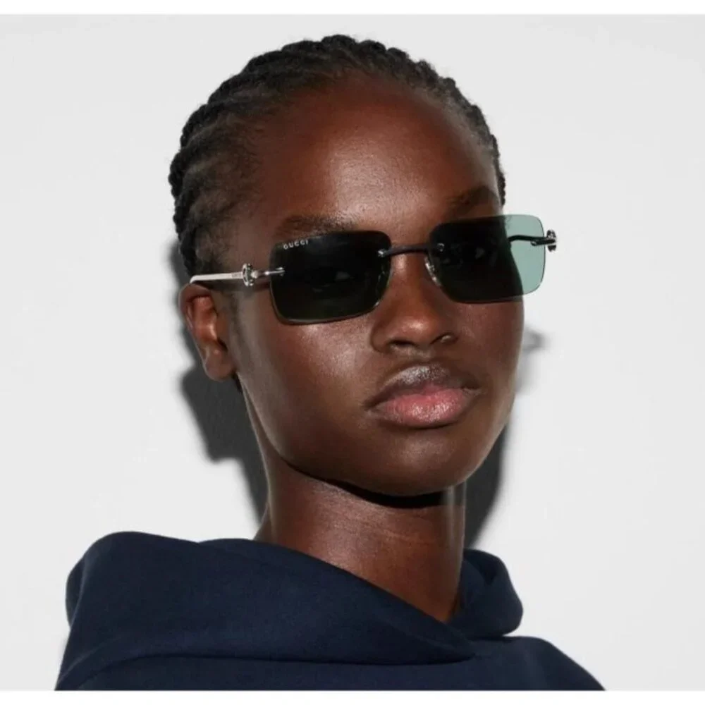 NEW GUCCI SILVER BLUE UNISEX SUNGLASSES GUCCI GG1703S 003 - Picture 2 of 13